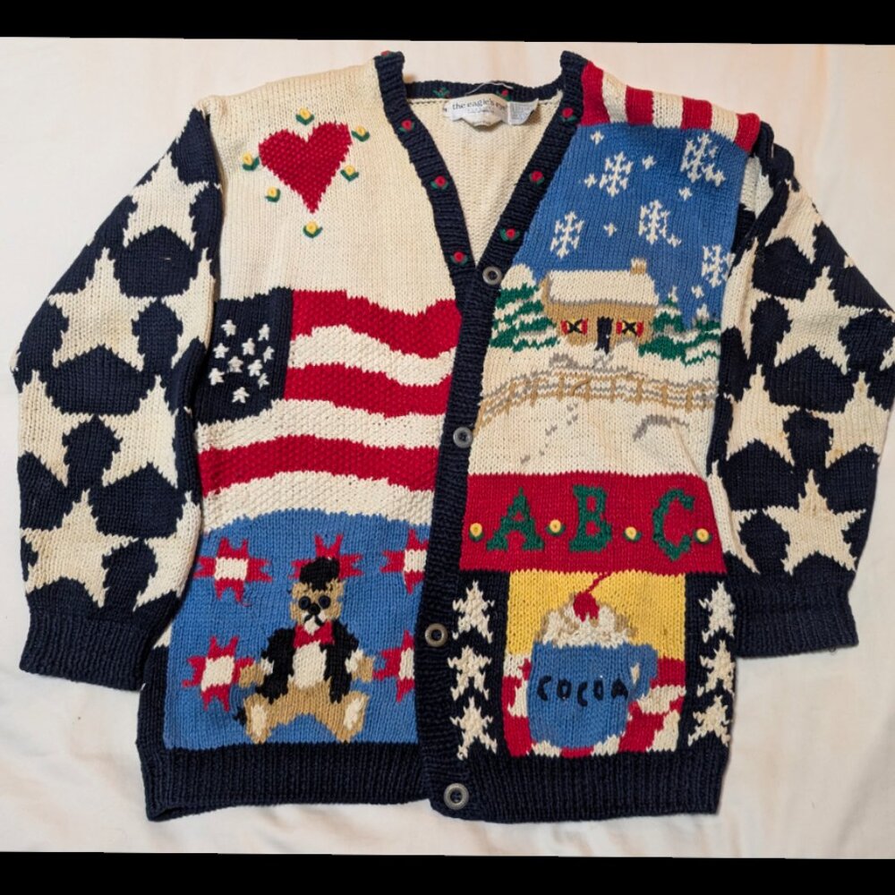 1991 Eagles Eye Sweater Vintage America theme